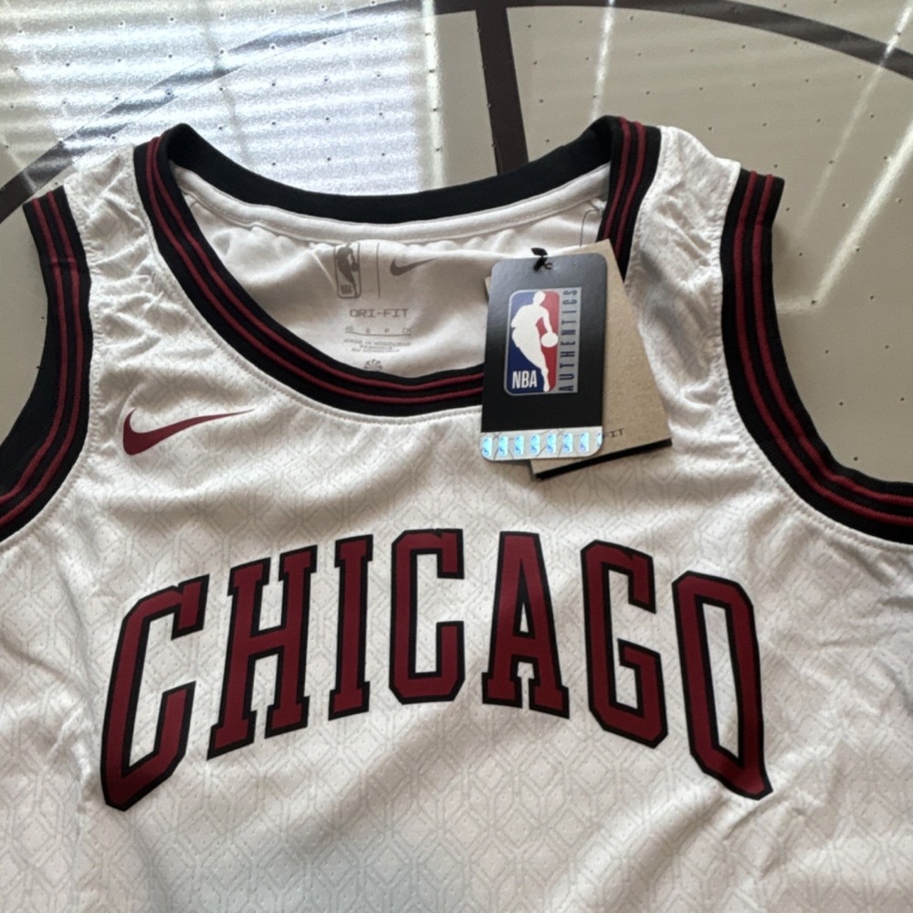 Nike NBA Chicago Bulls City Edition Basketball Jersey White Red Black Size 40 - Picture 4 of 8
